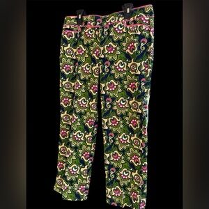 Lily Pulitzer Green Floral Nutty Professor Size 4 Palm Beach Fit Corduroy